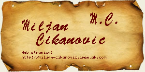 Miljan Čikanović vizit kartica